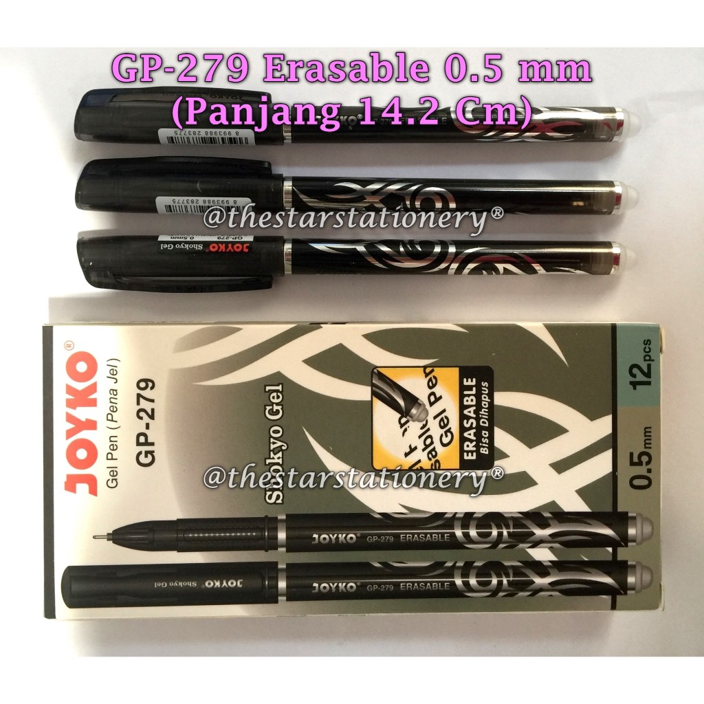 (1 Pak isi 12 Pcs) Erasable Gel Pen JOYKO GP-279 0.5 mm / Pulpen Bisa Dihapus Joyko GP-279 (Pack/12)