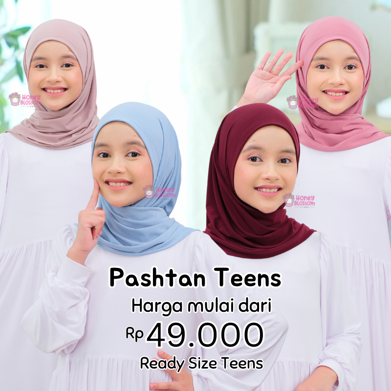 HoneyBlossom - Jilbab Segi Empat 8-14 Tahun SD-SMP Pashmina Instan Anak Zahra Teens Non Pad Jersey I