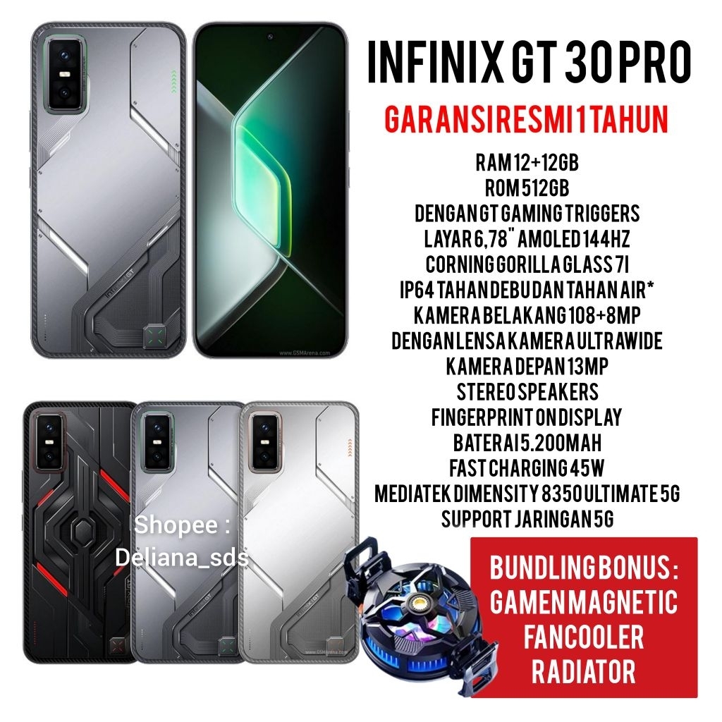 Infinix GT 30 Pro 12/512 12+12/512 24/512 Garansi Resmi 1 Tahun Infinix GT 30 Pro 5G 12/512 Infinix 