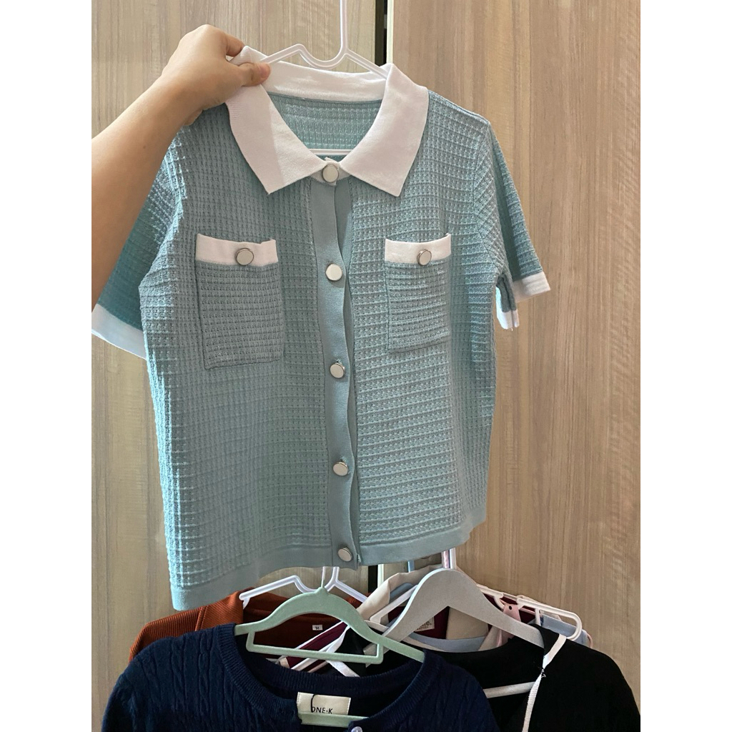 atasan tosca kerah hijau