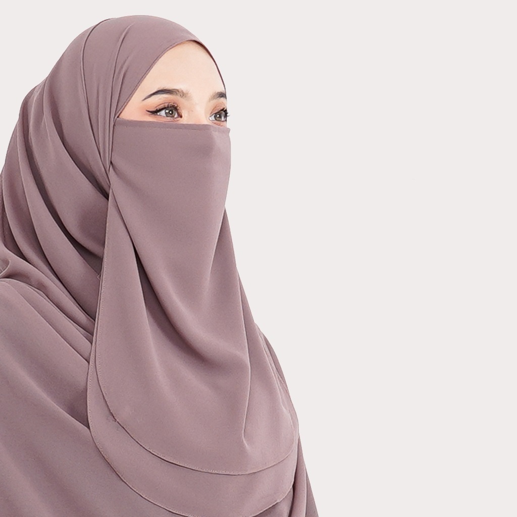 Niqab Tali Ceruty Babydoll Cadar Dua Layer Tanpa Jahitan Bawah