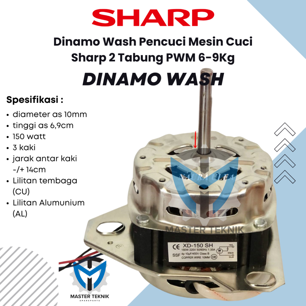Dinamo Wash Pencuci Mesin Cuci Sharp 2 Tabung PWM 6-9 Kg