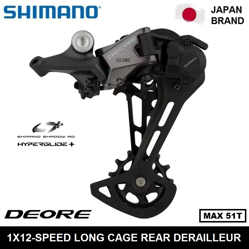 SHIMANO DEORE RD-M6100-SGS 1x12-Speed 51T Long Cage Rear Derailleur Sepeda MTB