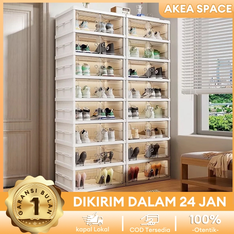 Kotak Sepatu Transparan Lipat Acrylic Kotak Sepatu Lipat