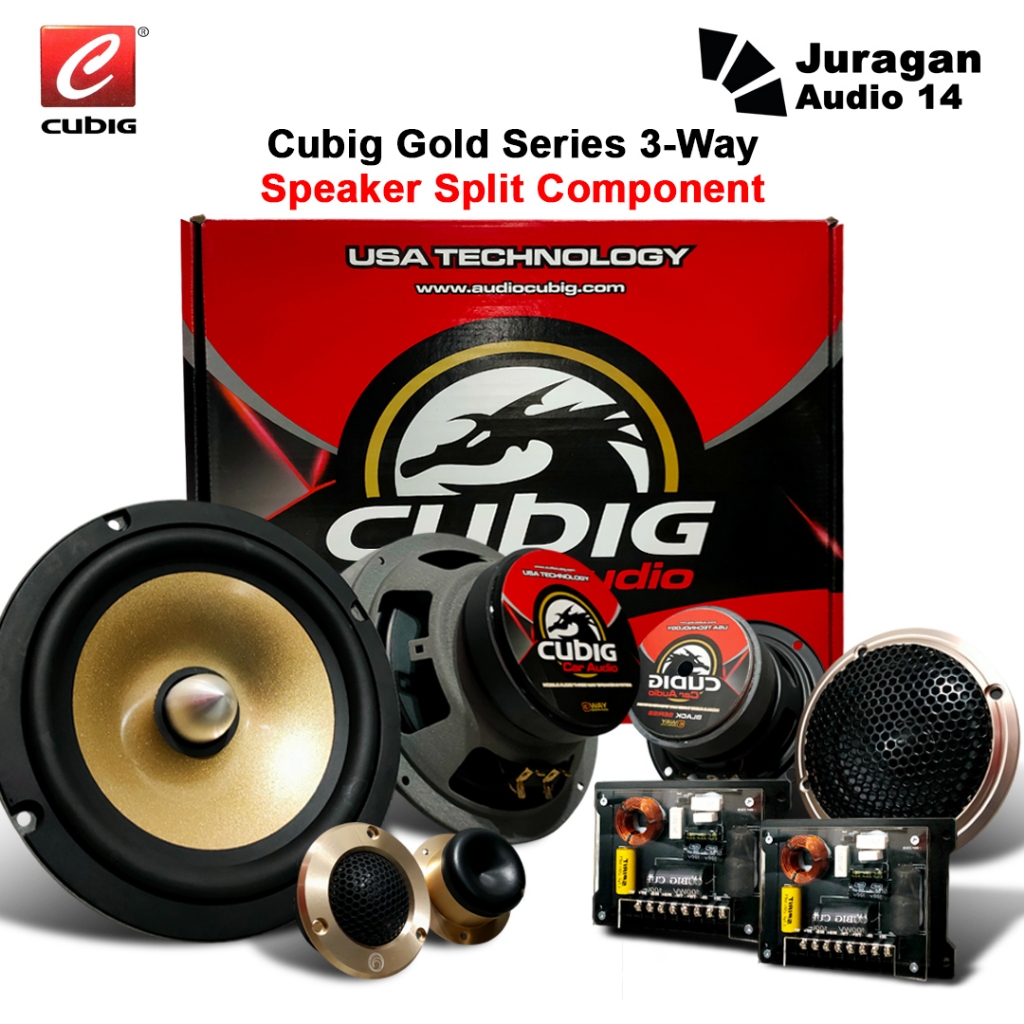 Cubig Gold Speaker Mobil 3-Way Split Components Kit / 3way speaker mobil
