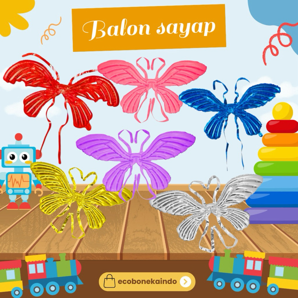 Balon sayap kupu kupu balon foil karakter kupu balon sayap warna warni ulang tahun dekorasi ulang ta