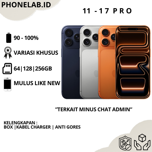 iphone second 17pro-11 fullset mulus 256gb 128gb 64gb ori bisa game/live/video minus variasi khusus