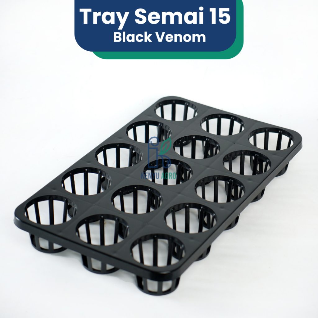 KENYU AGRO Tray Semai 15 Holes Black Venom / Tray Pot 8cm / Wadah Pot Tray Pembibitan
