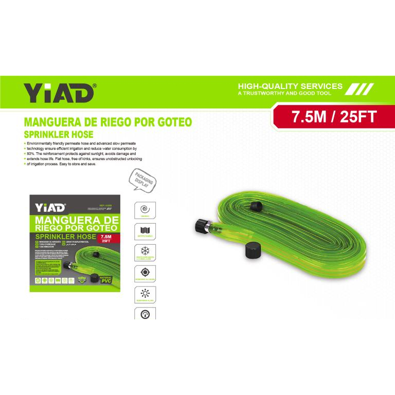 YIAD Semprotan Selang Air Taman 7.5 Meter Sprinkler Spray Penyiram Irigasi Taman Selang Penyiram Air