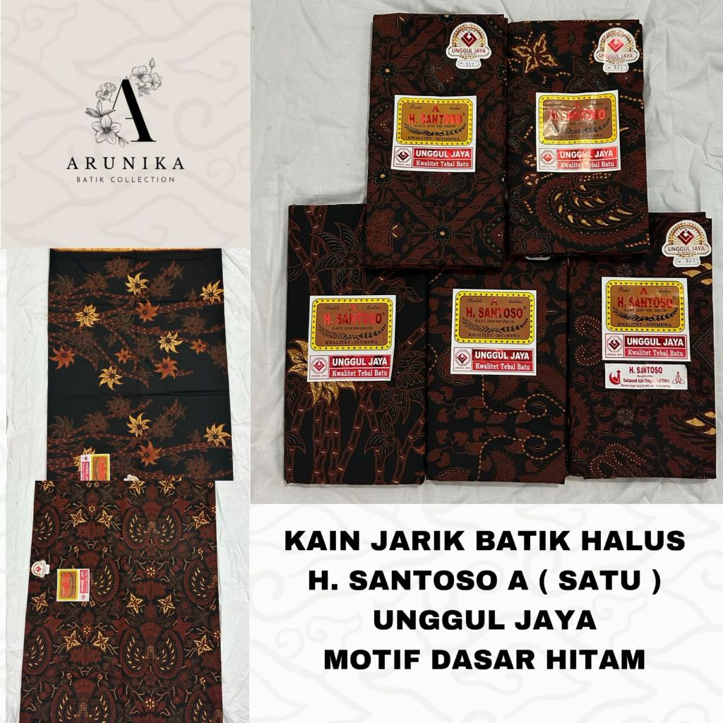 KAIN JARIK BATIK HALUS H. SANTOSO A (SATU) UNGGUL JAYA PRIMISIMA  MOTIF DASAR HITAM