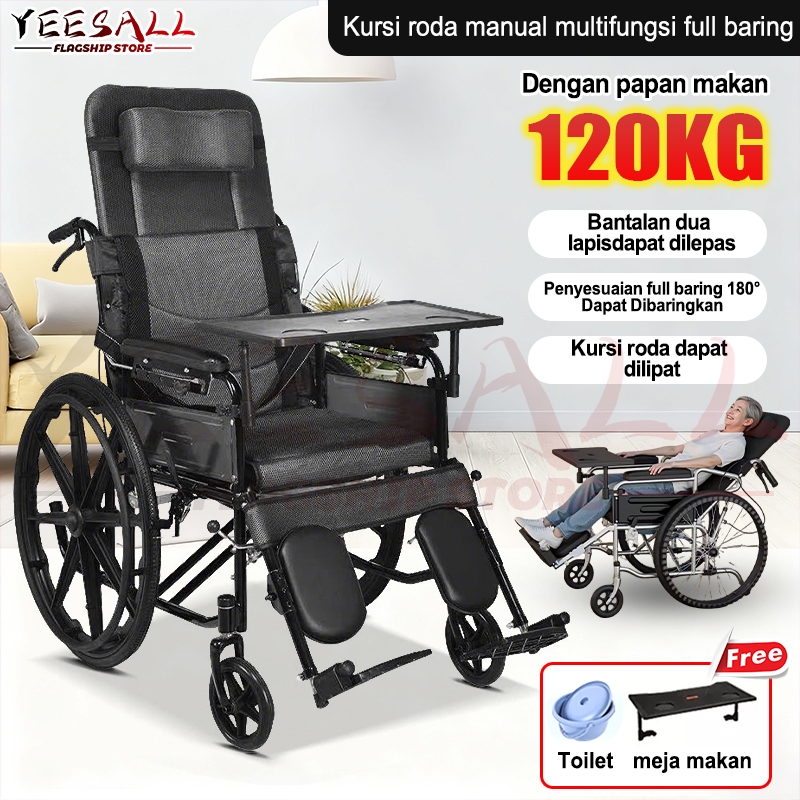 24 Lnci Kursi Roda /Kursi Roda 4in1 Kursiroda 4 In 1 Multifungsi + Meja Makan + Toilet/Kursi Roda Ti