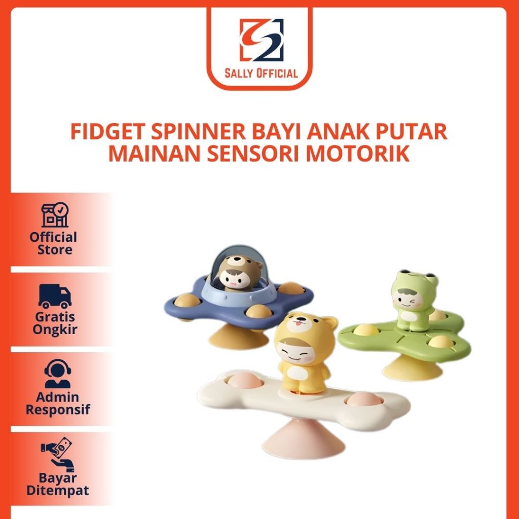 Fidget Spinner Bayi Anak Spinner Putar Mainan Sensori Motorik Bayi Spinning Suction Cup Jari Spin Sucker Mainan Berputar Laki Laki Perempuan