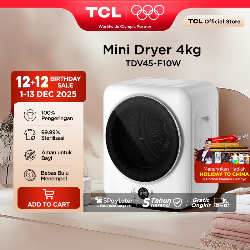 TCL Mini Dryer Kapasitas 4kg - 100% Kering Tanpa Jemur - 99.9% Pakaian Steril - Aman untuk Pakaian B