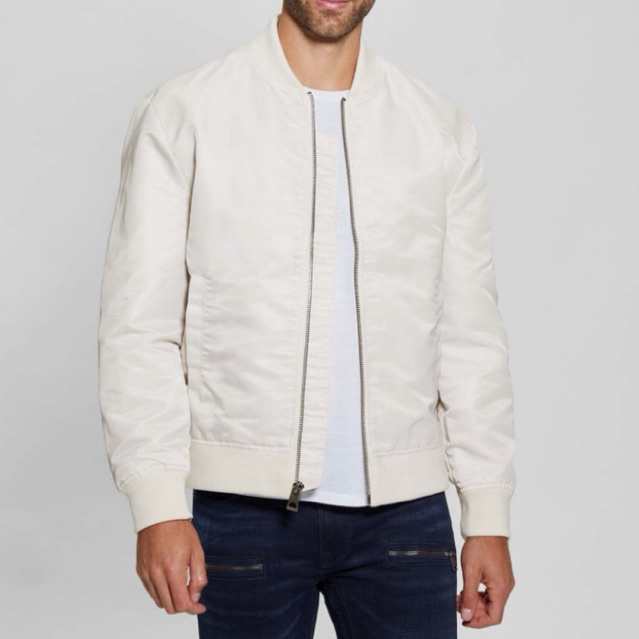 Jacket Guess Ace Satin Flight Bomber Jacket White