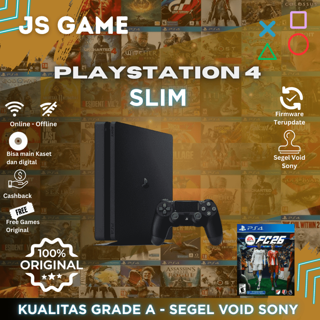 PS4 SLIM SONY PLAYSTATION 4 SLIM 500GB/1TB ORIGINAL FULL GAMES ONLINE/OFFLINE