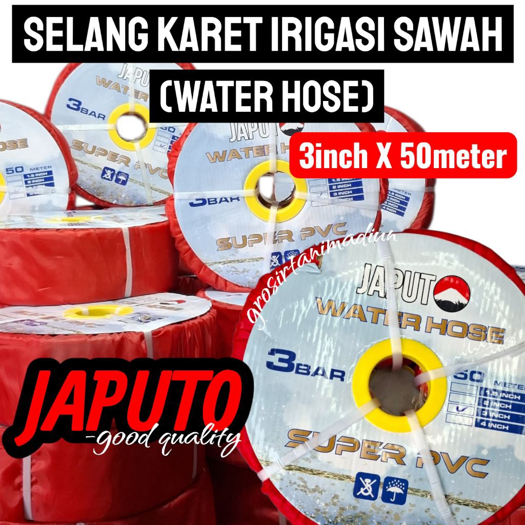 selang karet irigasi sawah water hose 3inch x 50meter sunny hose