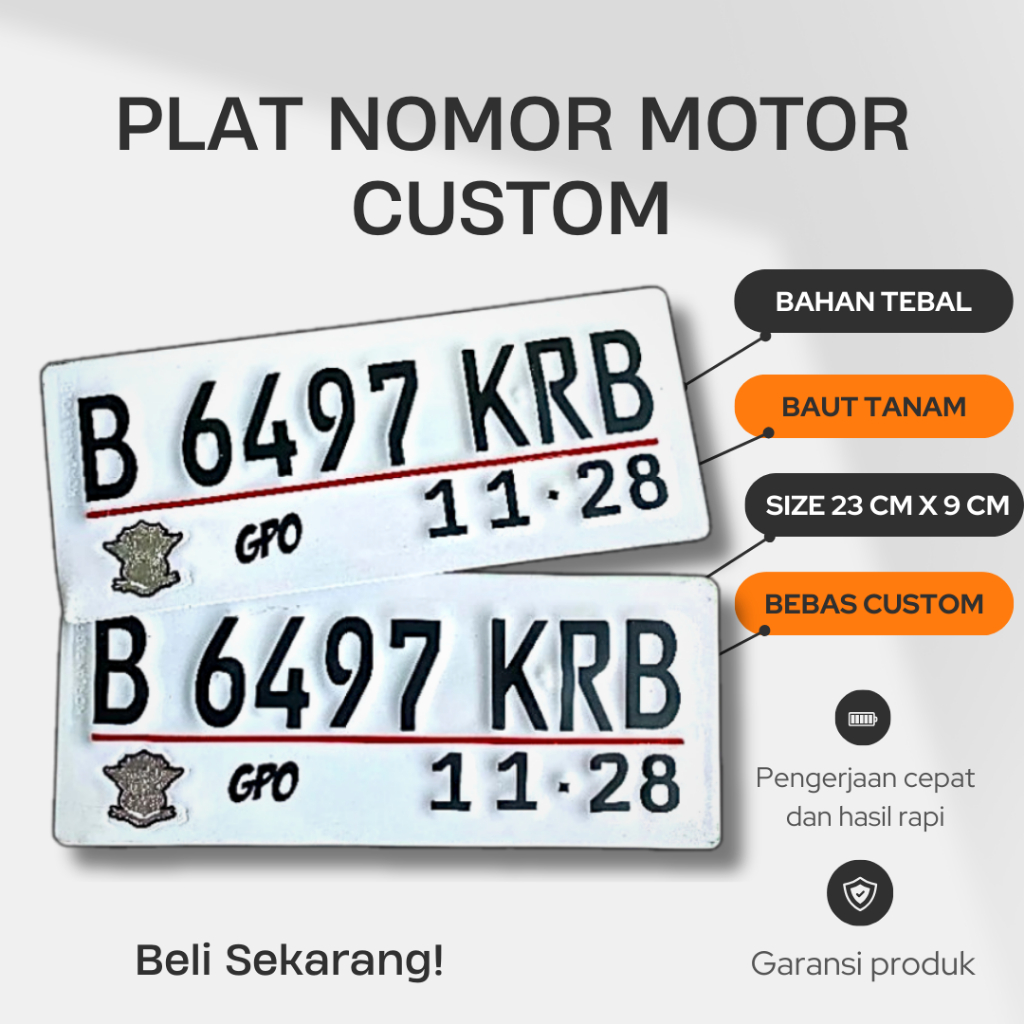 plat nomor motor custom font terbaru / plat nomor bebas custom / plat nomor bonus stiker gratis