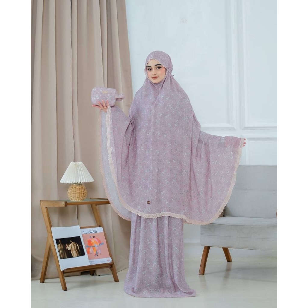 New Aurora 2in1 Mukena Silk crinkle