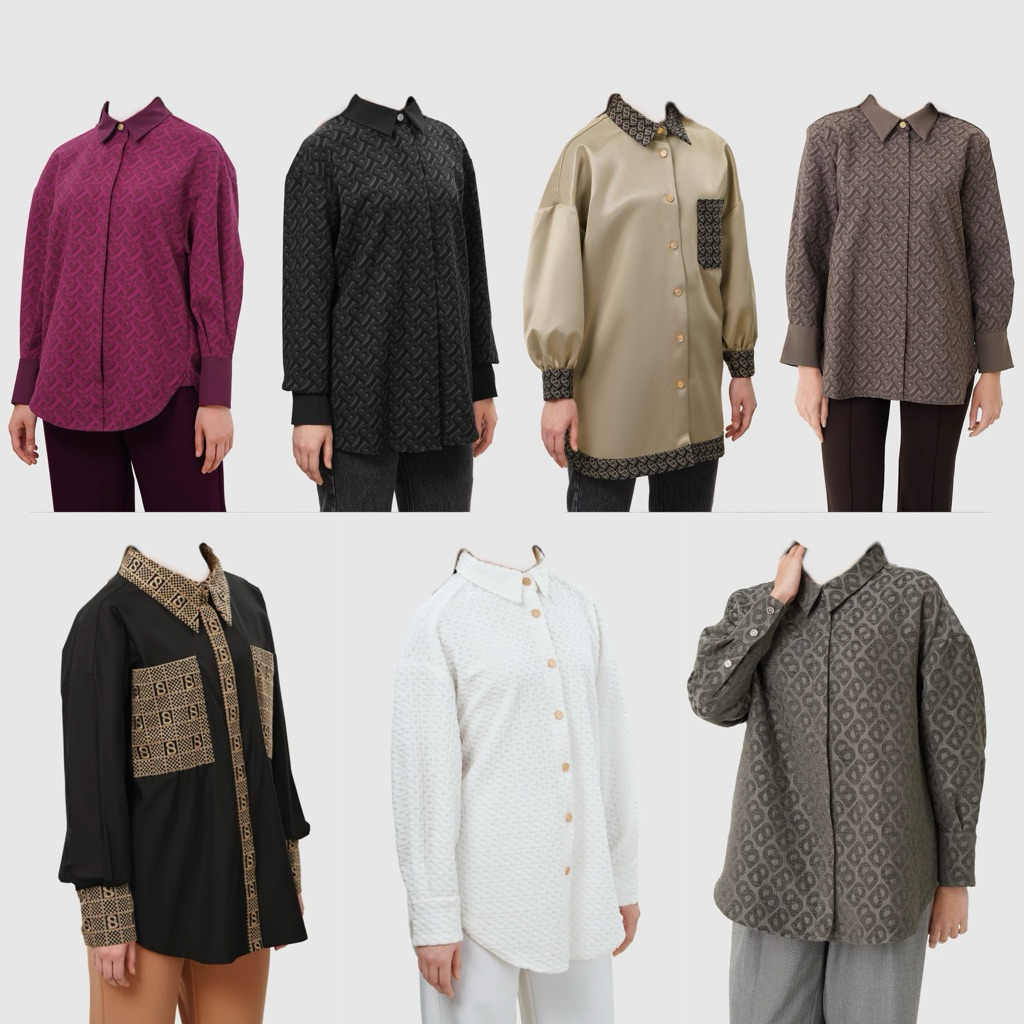 [baca deskripsi‼️] BUTTONSCARVES BIMU MONOGRAM OVERSHIRT MAROON BIMU SHIRT WITH BACK BUTTON BLACK BI