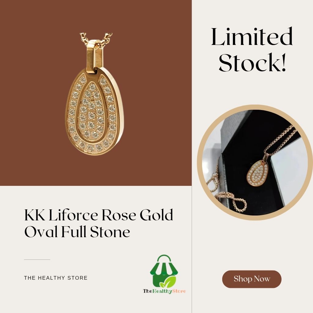 KK Liforce Rose Gold Oval Full Stone – Kalung Kesehatan Crystal Energi Skalar Asli USA | Elegan, Ant