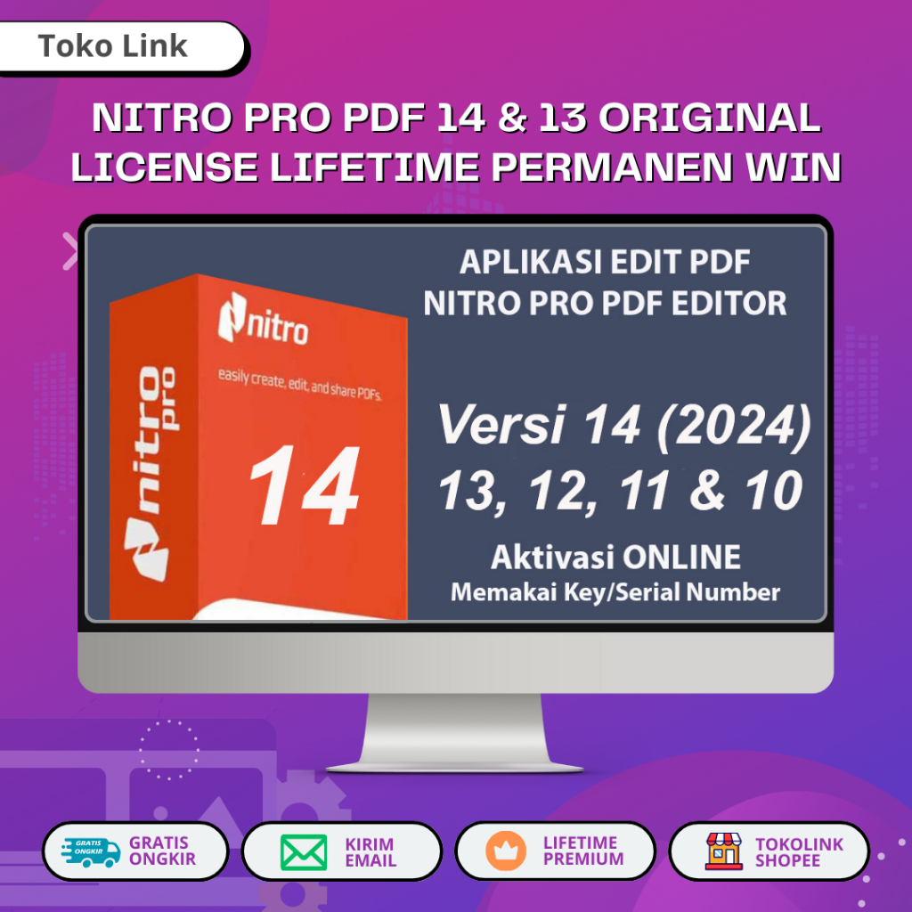 Nitro Pro PDF 14 & 13 ORIGINAL LICENSE Lifetime Permanen Win