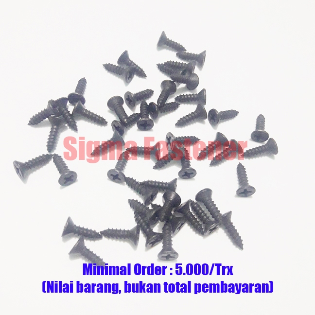 Sekrup FH+ Hitam 6x1/2"