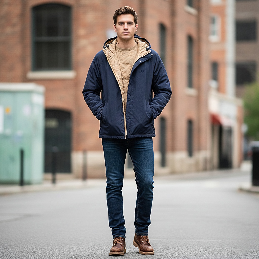 JAKET GUNUNG AUTDOOR TIMBERLAND BOLAK BALIK BIRU NAVY