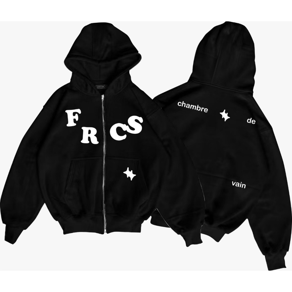 Jaket Sweater Hoodie Boxy Zipper Frcs Chambre De in Vain Black Quality