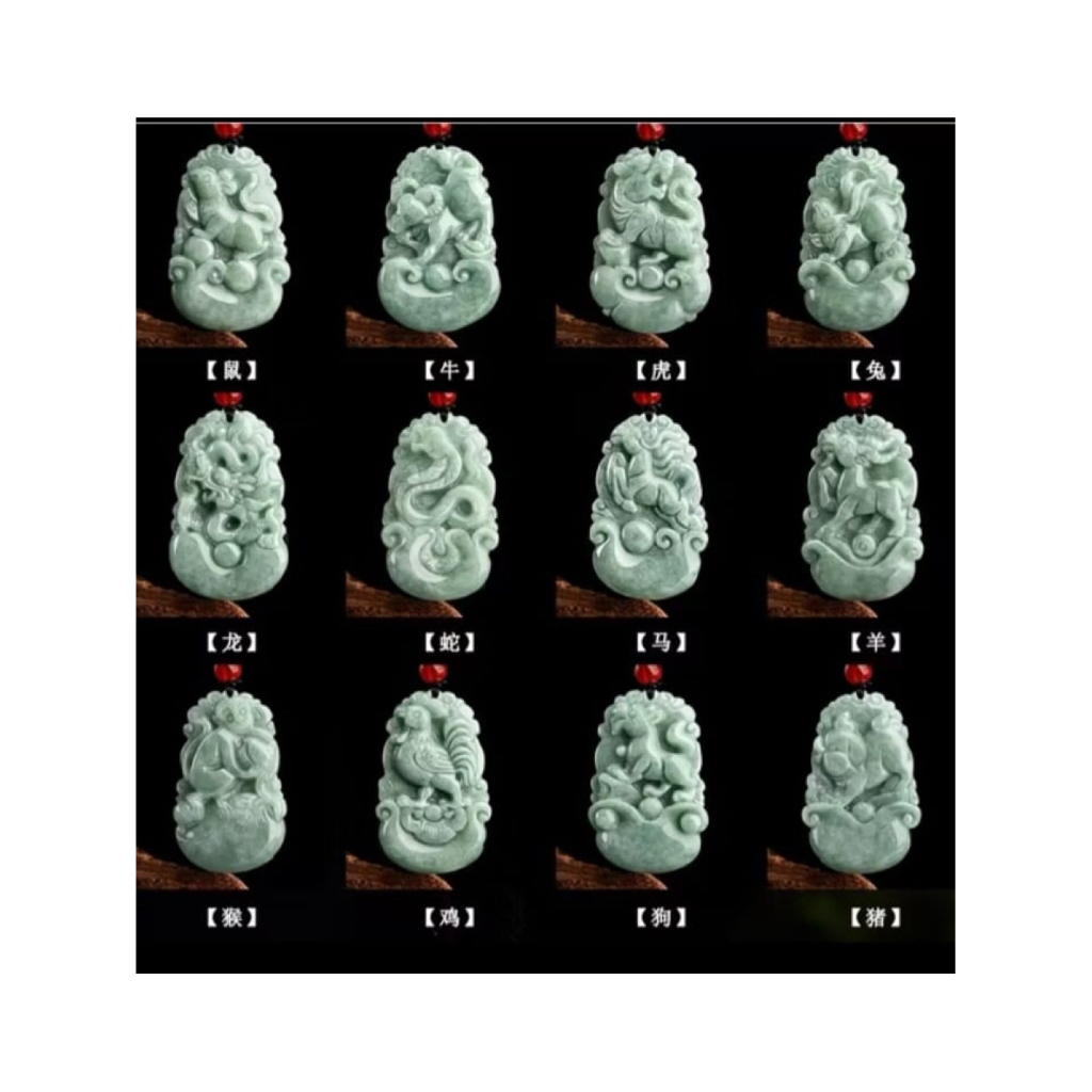 liontin shio natural jadeite type A batu giok bersertifikat