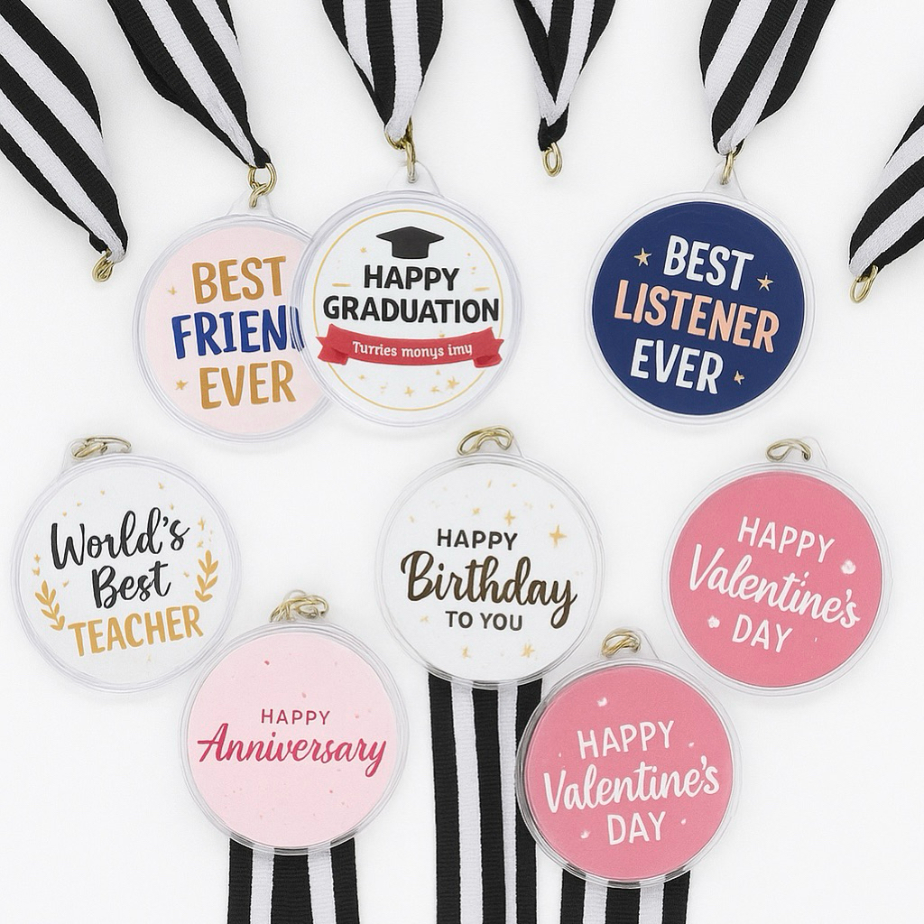 Medali custom akrilik kelulusan/medali kado wisuda/gordon custom/medali fun run/kado unik kreatif