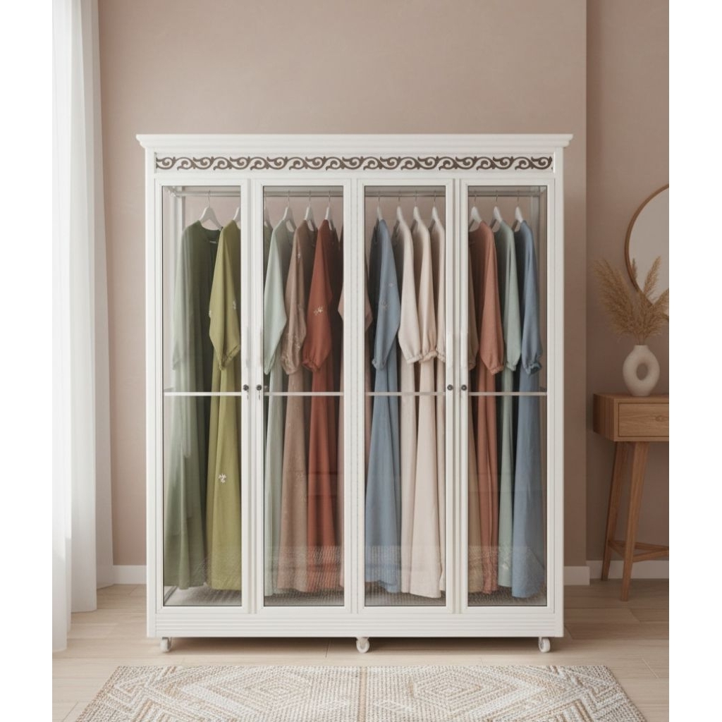 Almari baju khusus gantungan bahan alumunium dan kaca