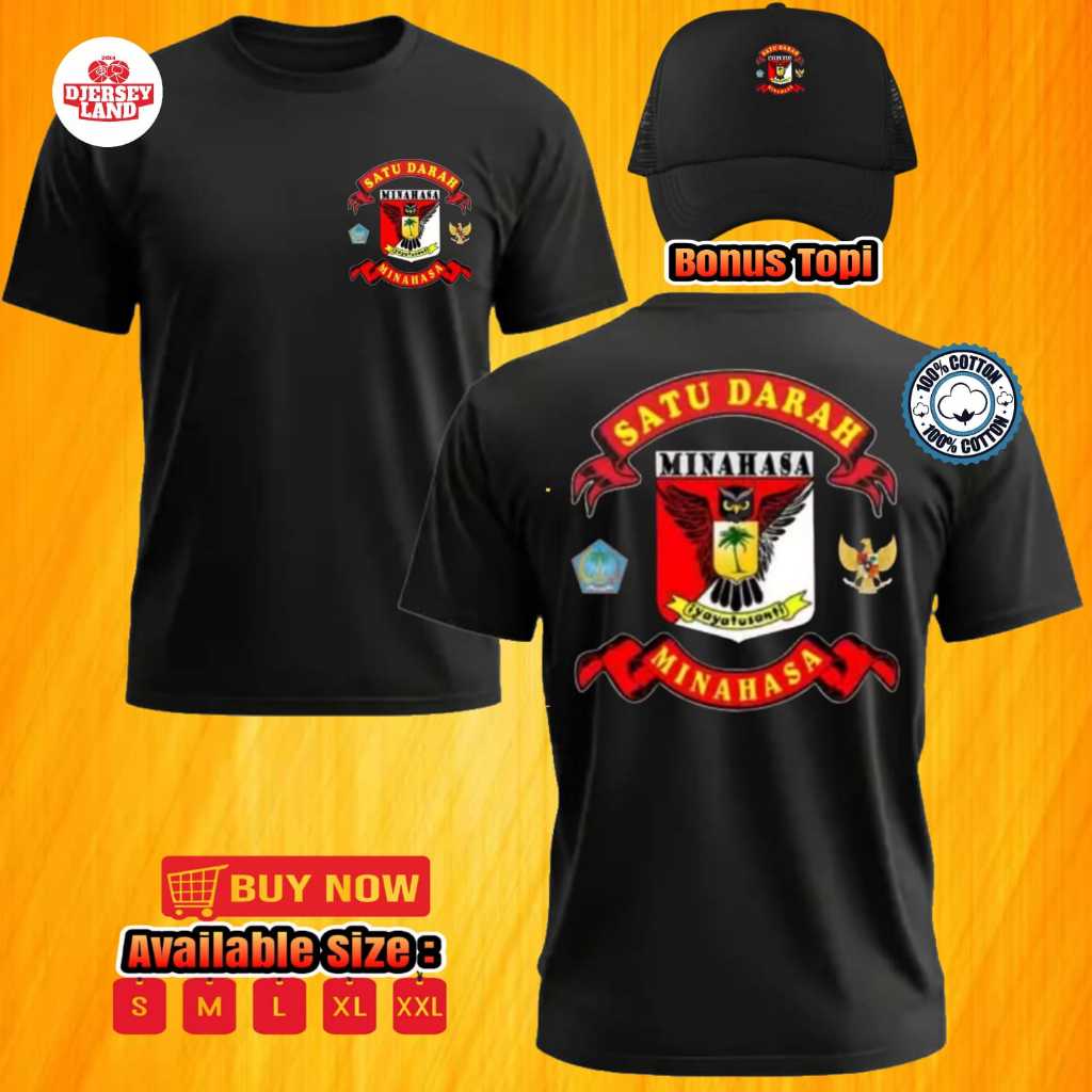 KAOS PRIA KEREN SATU DARAH MINAHASA SULAWESI UTARA SABLON DEPAN BELAKANG