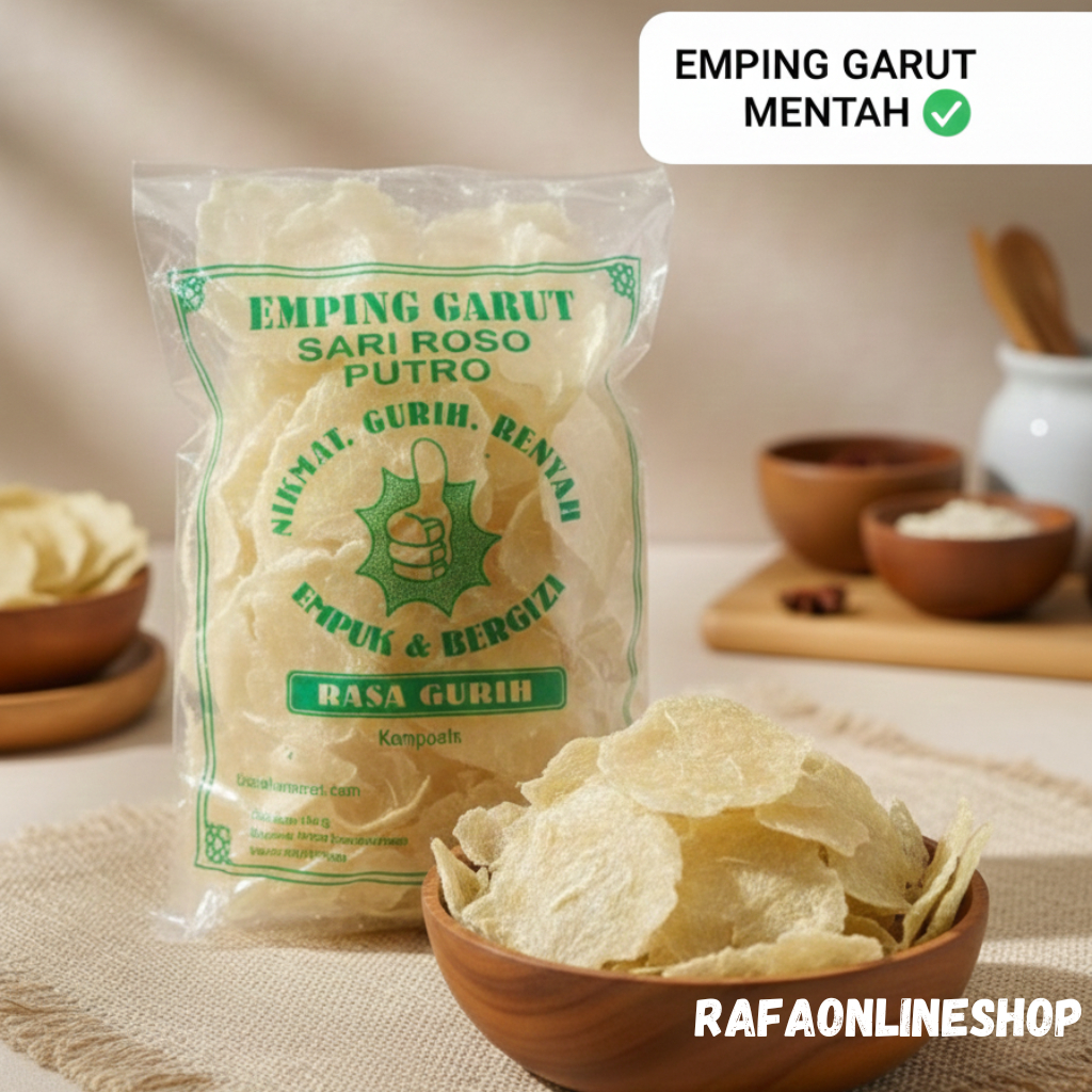 Emping Garut Keripik Kerupuk Emping Garut Mentah Rasa Gurih 200 gram