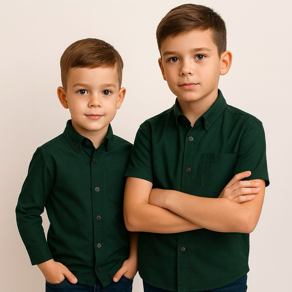 Kemeja Anak Laki-Laki Warna Emerald Green Lengan Panjang. Hem/Baju Anak Laki-laki Warna Emerald Gree