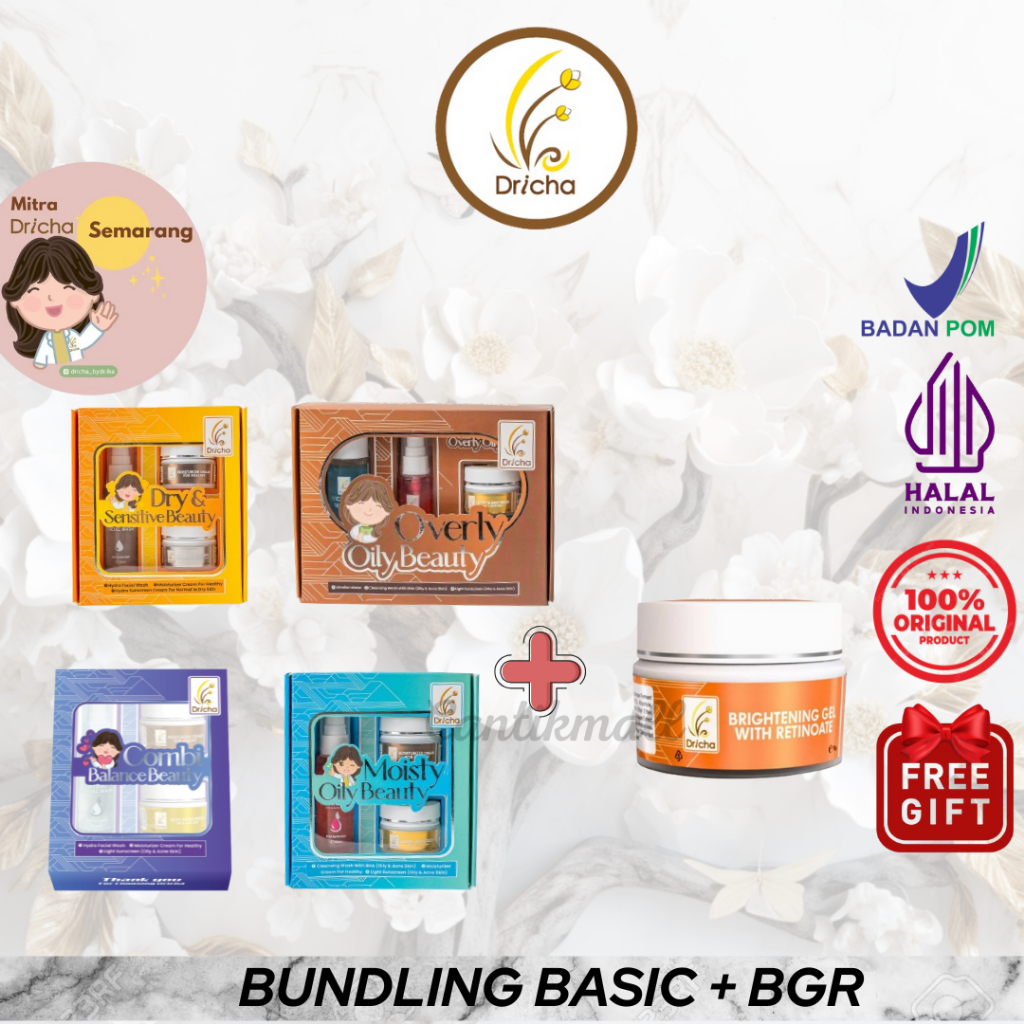 PROMO COMBO DEAL Dricha Skincare ( PAKET BASIC + BRIGHTENING GEL )