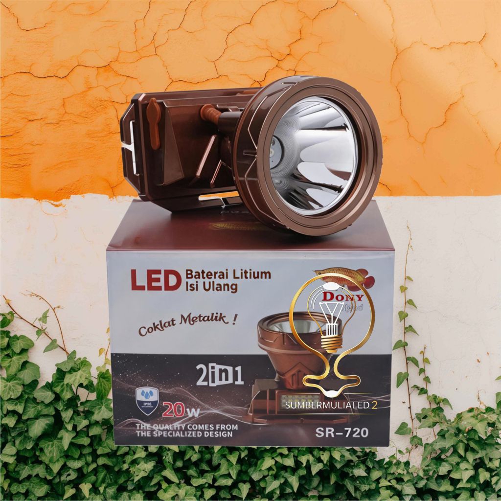 Dony Senter Kepala SR-720 20W Coklat Metalik  | New Edition | Kemasan Baru | Cahaya Putih / Kuning |