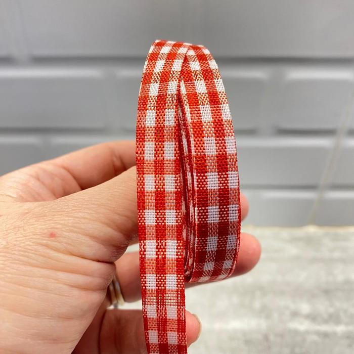 Pita Kotak-Kotak 1/2 Inch Panjang 20yard Per Roll || Pita Kain Motif Kotak