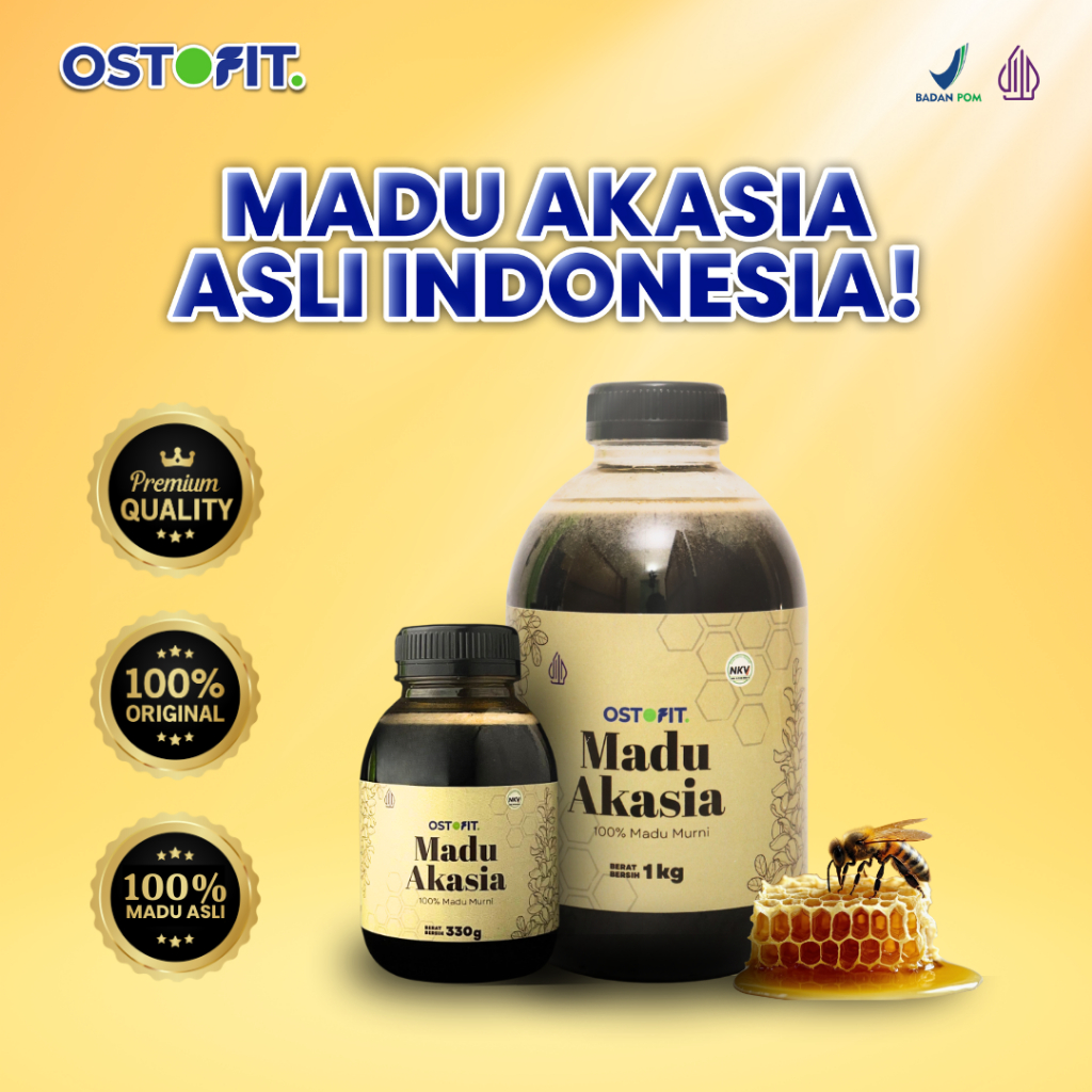 Ostofit Madu Akasia Murni 330gr & 1 Kg - Madu Murni Alami