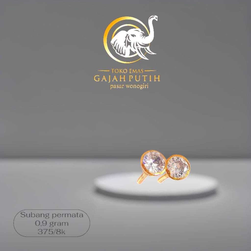 Subang emas permata 0,9 gram 8k