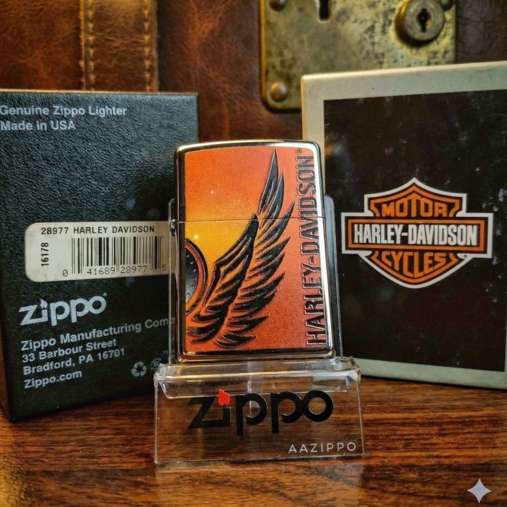 ZIPPO Original ZIPPO HARLEY DAVIDSON 28977 Orange Wing Original USA