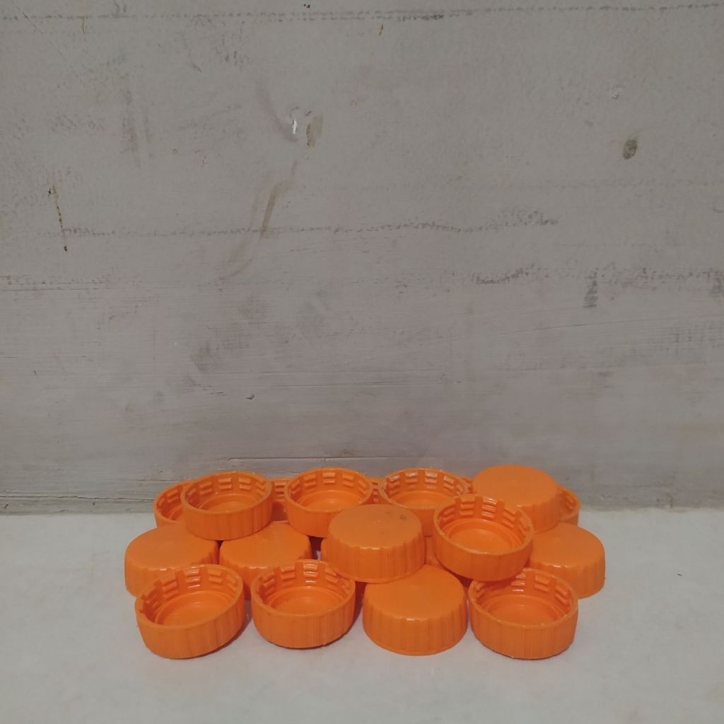 20pcs Tutup Botol Plastik Coca Cola Warna Orange Bekas Bersih
