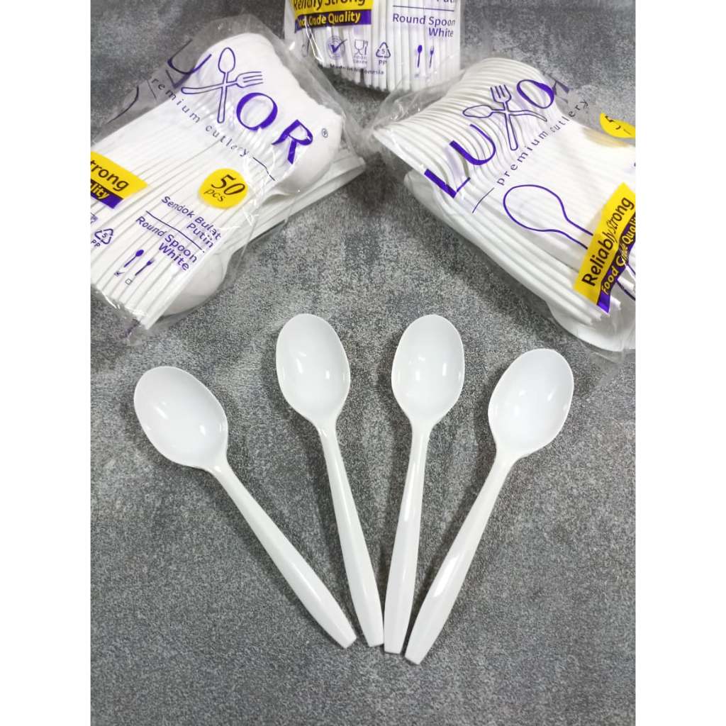 (50 pcs) Sendok Luxor | sendok es buah | sendok es teller | sendok pudding | sendok plastik putih