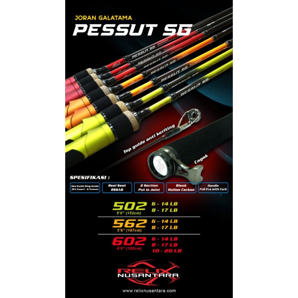 Joran Relix Nusantara Pessut / Pesut  Galatama Series 502 & 602 (Ring Seaguide + Cagak/Stopper)