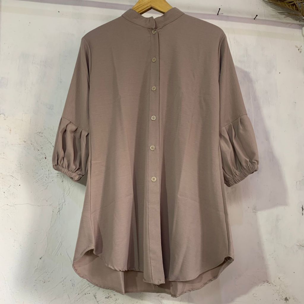 Kemeja Tunik Crinkle Airflow Premium Lengan Balon Atasan Wanita Murah Terbaru
