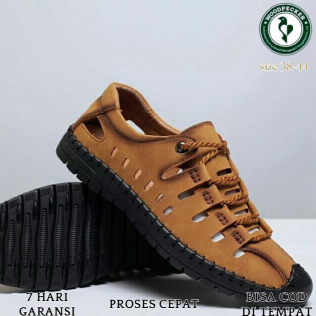 WOODPECKER-Sepatu Pria, Sepatu Sandal Pria Sol Tebal Anti-Selip, Sepatu Fashion Pria Kasual