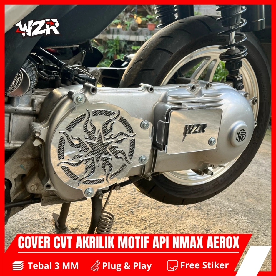 WZR COVER CVT NMAX AEROX NEW TUTUP CVT NMAX AEROX NEW  NMAX AEROX COVER CVT AKRILIK MOTIF API