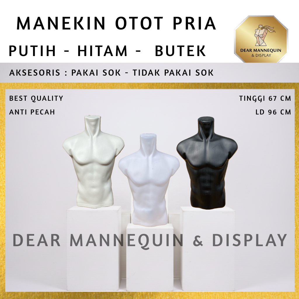 DMD - MANEKIN BADAN OTOT PRIA DEWASA PLASTIK | PATUNG BAJU PRIA DEWASA OTOT - KAOS - ATASAN - KEMEJA