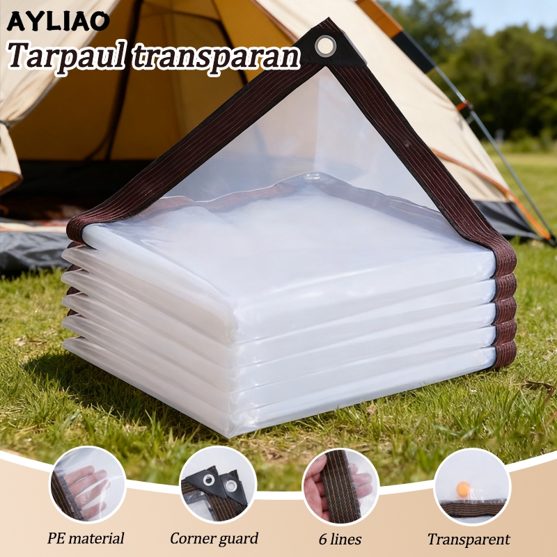 AYLIAO Terpal Plastik Bening Transparan Serbaguna Tebal Terpal Anti Air Untuk Tanaman Teras Mobil Pl