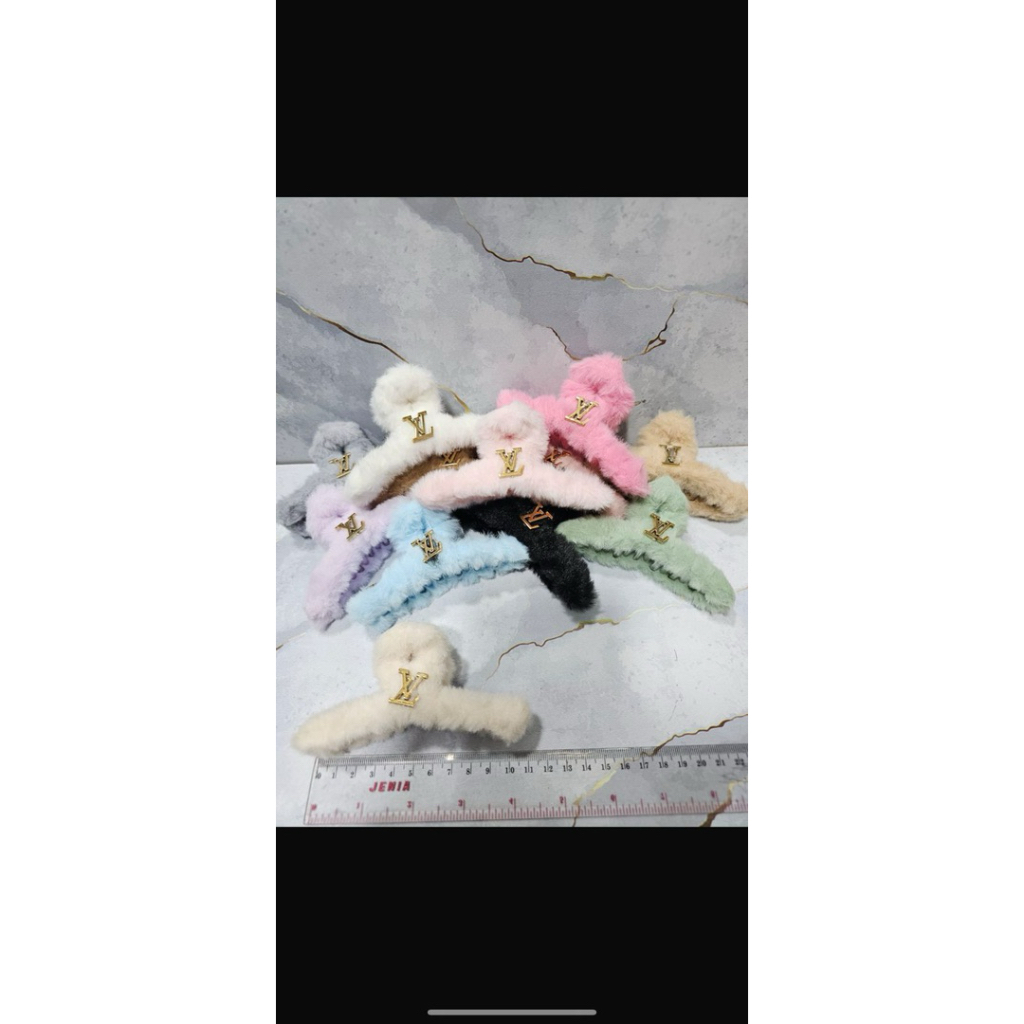 Jepit Rambut Bulu Motif LV Dan YSL Isi 12 Pcs
