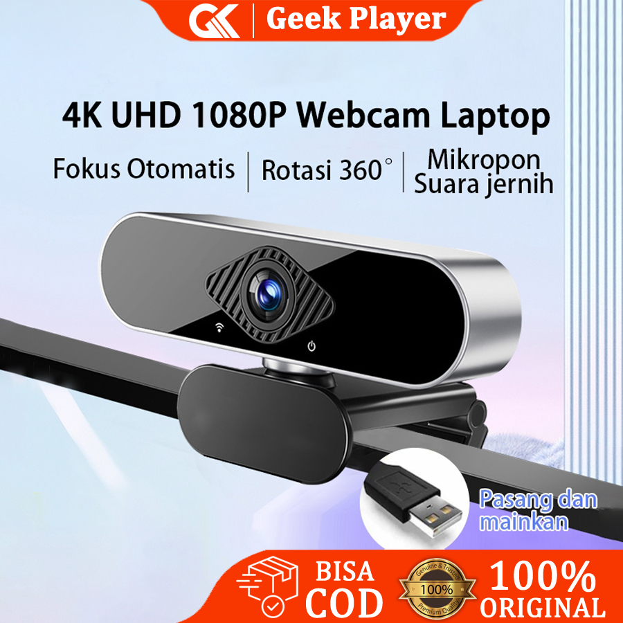 4K Webcam Laptop PC 1080P Full HD USB Kamera Laptop Sudut Lebar 150° With Mic USB Kamera